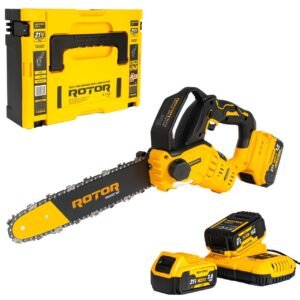 rotor rcs12 верижен трион 12″/30 см, 21v – комплект 2x3ah батерии, двойно зарядно, куфар